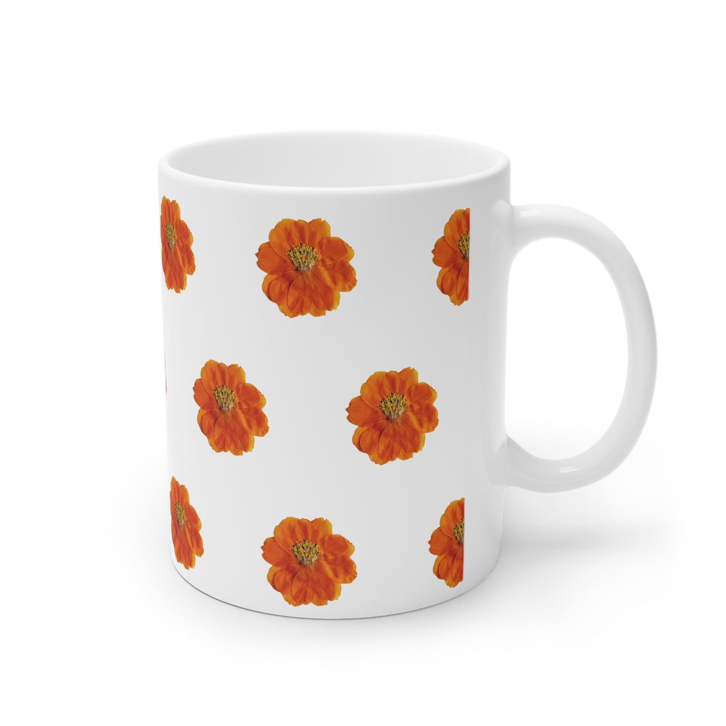 Mug Céramique Florale Cosmos orange | Tasse Design Végétal 325ml – Idée Cadeau Amateurs de Fleurs & Déco Printanière