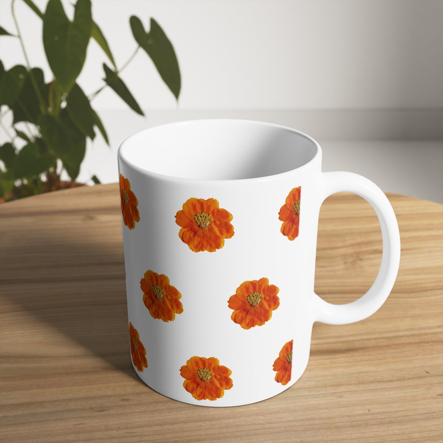 Mug Céramique Florale Cosmos orange | Tasse Design Végétal 325ml – Idée Cadeau Amateurs de Fleurs & Déco Printanière