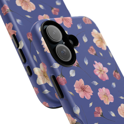 Coque Téléphone Samsung, iPhone & Google Pixel Renforcée Mate – Design Floral Fleurs de Cerisier sur Fond Bleu Encre | Protection Antichoc | Idée Cadeau Pour Elle