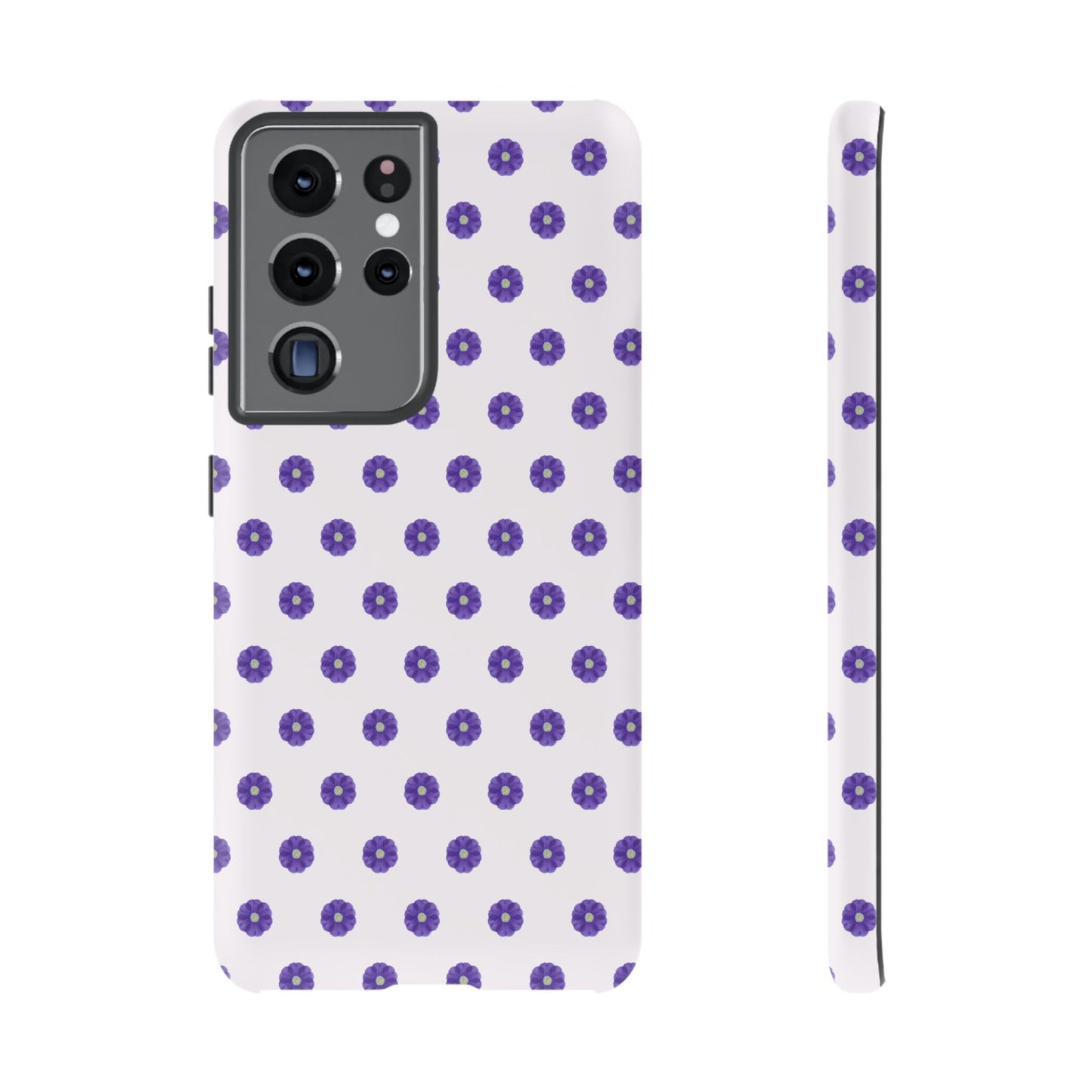 Coque Téléphone Samsung, iPhone & Google Pixel Renforcée Mate – Design Botanique Epuré Fleurs de Primevère sur Fond Blanc Perlé | Protection Antichoc | Idée Cadeau Femme