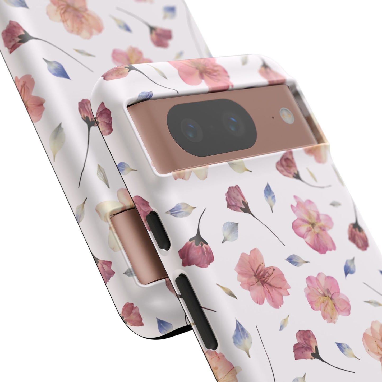 Coque Téléphone Samsung, iPhone & Google Pixel Renforcée Mate – Design Floral Fleurs de Cerisier sur Fond Blanc Poudré | Protection Antichoc | Idée Cadeau Femme