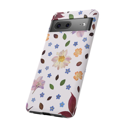 Coque Téléphone Samsung, iPhone & Google Pixel Renforcée Mate – Design Floral Féminin sur Fond Blanc Perlé | Protection Antichoc | Idée Cadeau Anniverssaire