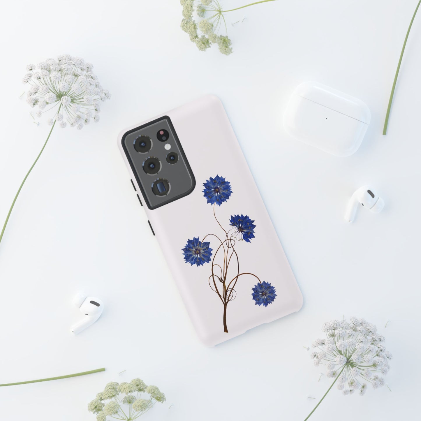 Coque Téléphone Florale - Samsung, iPhone & Google Pixel Renforcée Mate – Design Floral Epuré sur Fond Blanc Perlé | Protection Antichoc | Idée Cadeau Femme