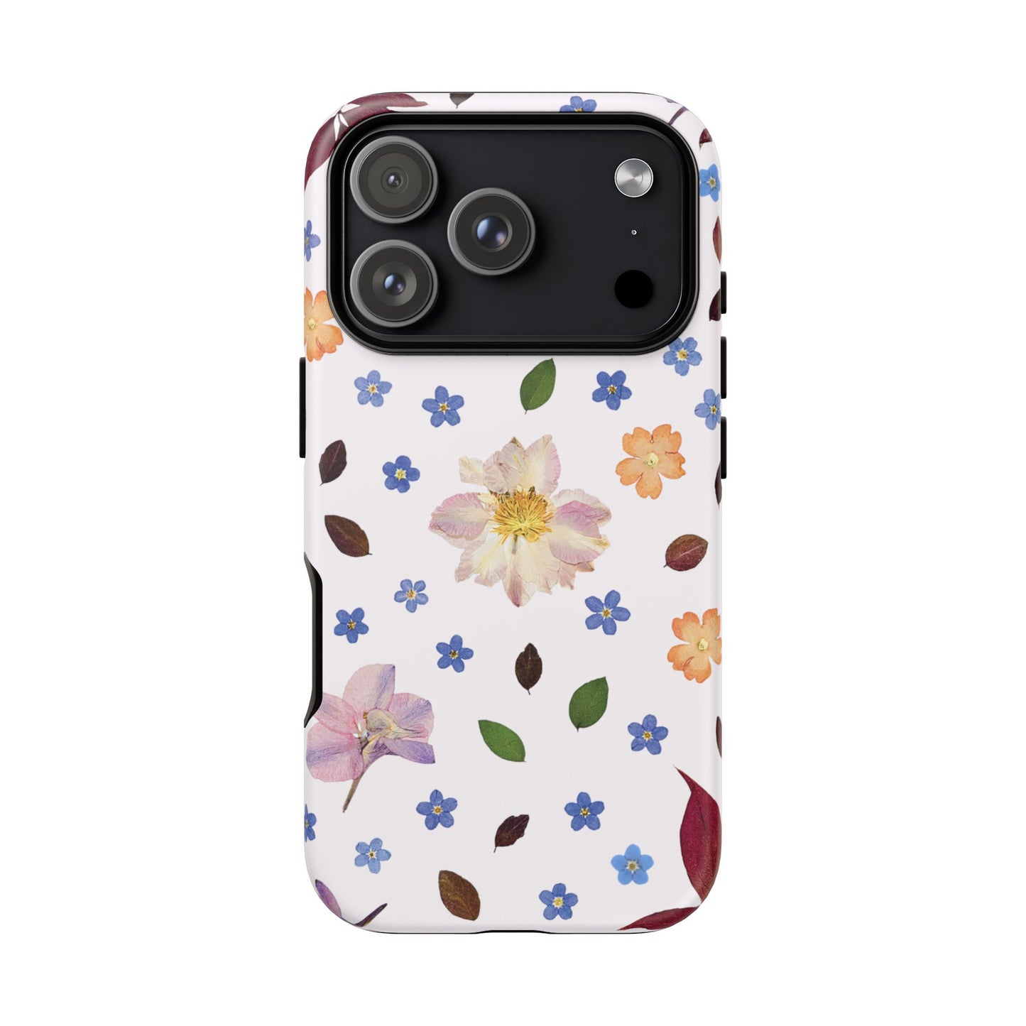 Coque Téléphone Samsung, iPhone & Google Pixel Renforcée Mate – Design Floral Féminin sur Fond Blanc Perlé | Protection Antichoc | Idée Cadeau Anniverssaire