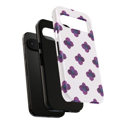 Coque Téléphone Samsung, iPhone & Google Pixel Renforcée Mate – Design Floral Epuré Fleurs de Hortensia sur Fond Blanc Perlé | Protection Antichoc | Idée Cadeau Anniversaire
