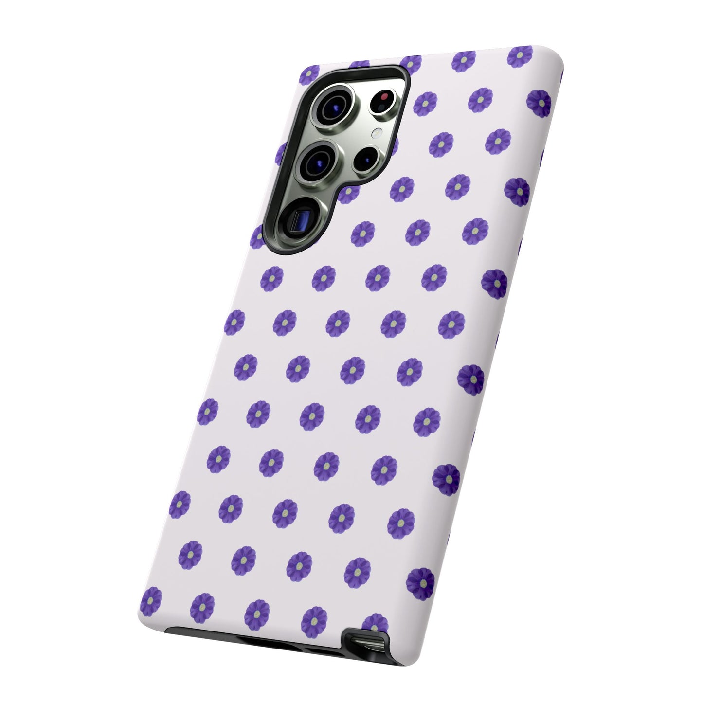 Coque Téléphone Samsung, iPhone & Google Pixel Renforcée Mate – Design Botanique Epuré Fleurs de Primevère sur Fond Blanc Perlé | Protection Antichoc | Idée Cadeau Femme