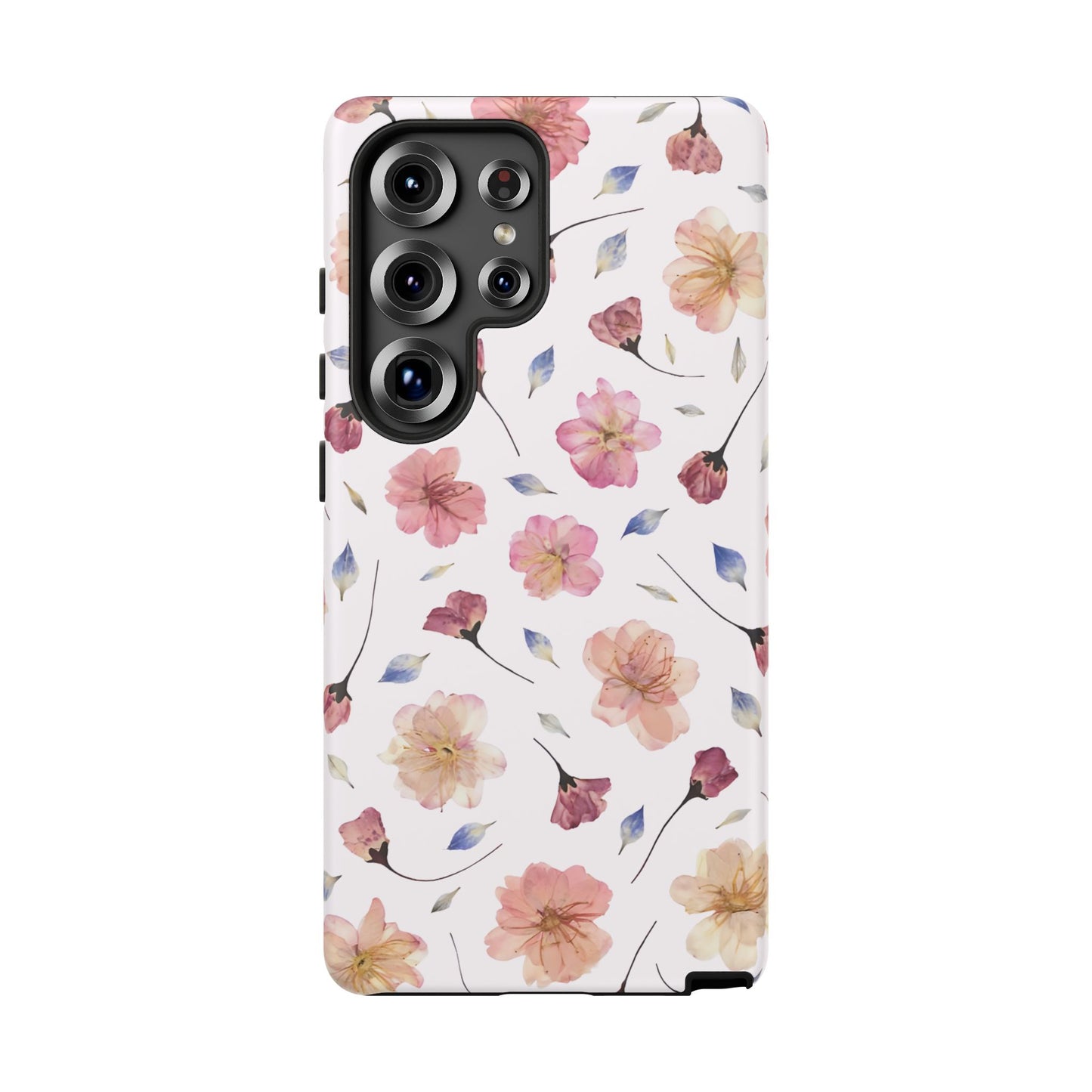 Coque Téléphone Samsung, iPhone & Google Pixel Renforcée Mate – Design Floral Fleurs de Cerisier sur Fond Blanc Poudré | Protection Antichoc | Idée Cadeau Femme