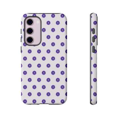 Coque Téléphone Samsung, iPhone & Google Pixel Renforcée Mate – Design Botanique Epuré Fleurs de Primevère sur Fond Blanc Perlé | Protection Antichoc | Idée Cadeau Femme
