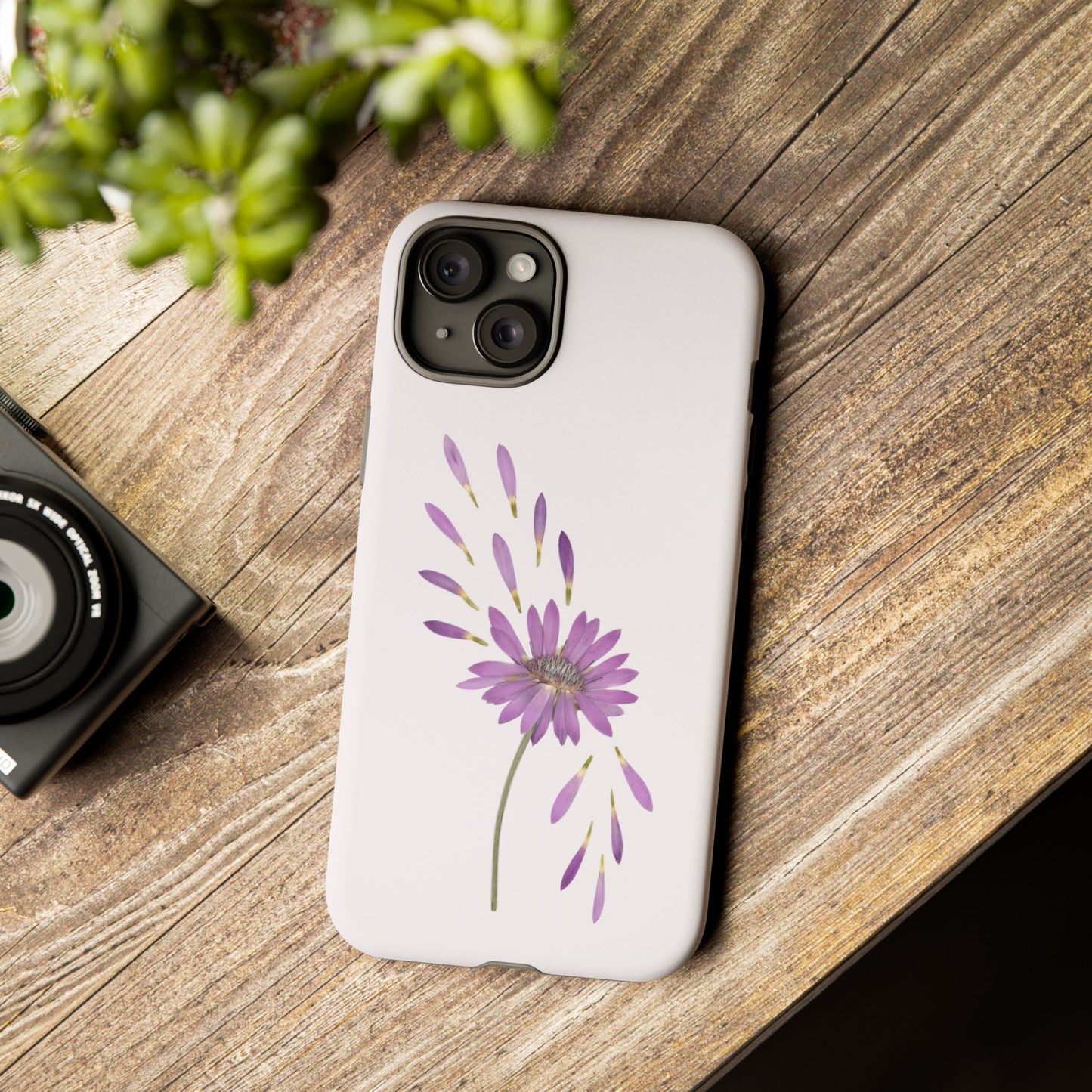 Coque Téléphone Samsung, iPhone & Google Pixel Renforcée Mate – Design Floral Epuré sur Fond Blanc Perlé | Protection Antichoc | Idée Cadeau Femme