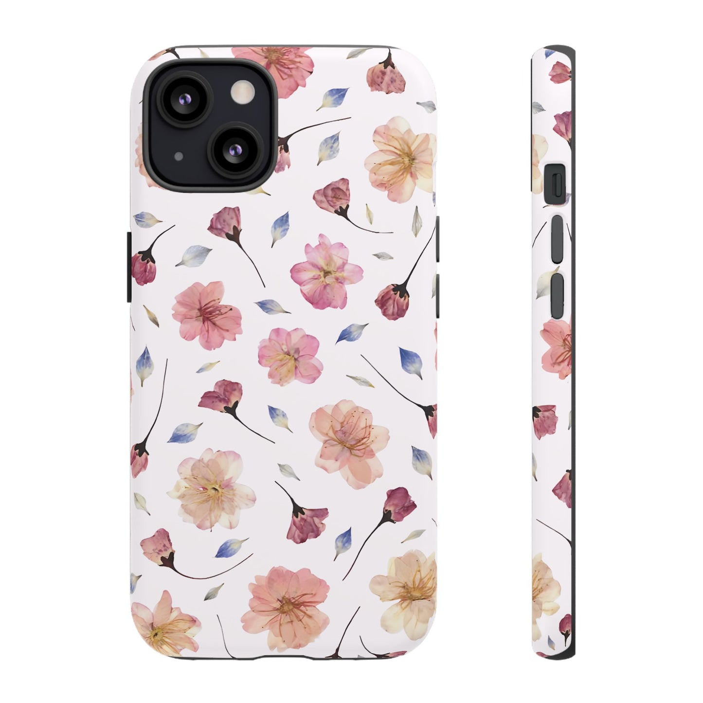 Coque Téléphone Samsung, iPhone & Google Pixel Renforcée Mate – Design Floral Fleurs de Cerisier sur Fond Blanc Poudré | Protection Antichoc | Idée Cadeau Femme