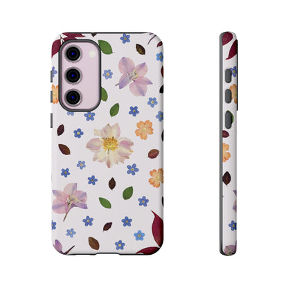 Coque Téléphone Samsung, iPhone & Google Pixel Renforcée Mate – Design Floral Féminin sur Fond Blanc Perlé | Protection Antichoc | Idée Cadeau Anniverssaire