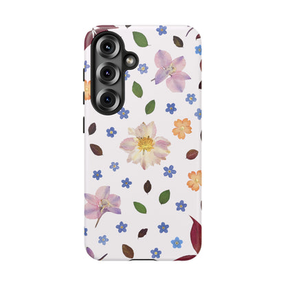 Coque Téléphone Samsung, iPhone & Google Pixel Renforcée Mate – Design Floral Féminin sur Fond Blanc Perlé | Protection Antichoc | Idée Cadeau Anniverssaire