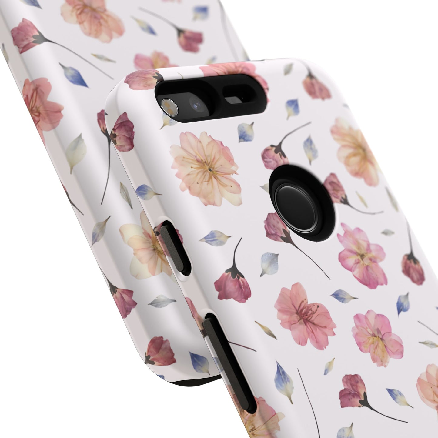 Coque Téléphone Samsung, iPhone & Google Pixel Renforcée Mate – Design Floral Fleurs de Cerisier sur Fond Blanc Poudré | Protection Antichoc | Idée Cadeau Femme