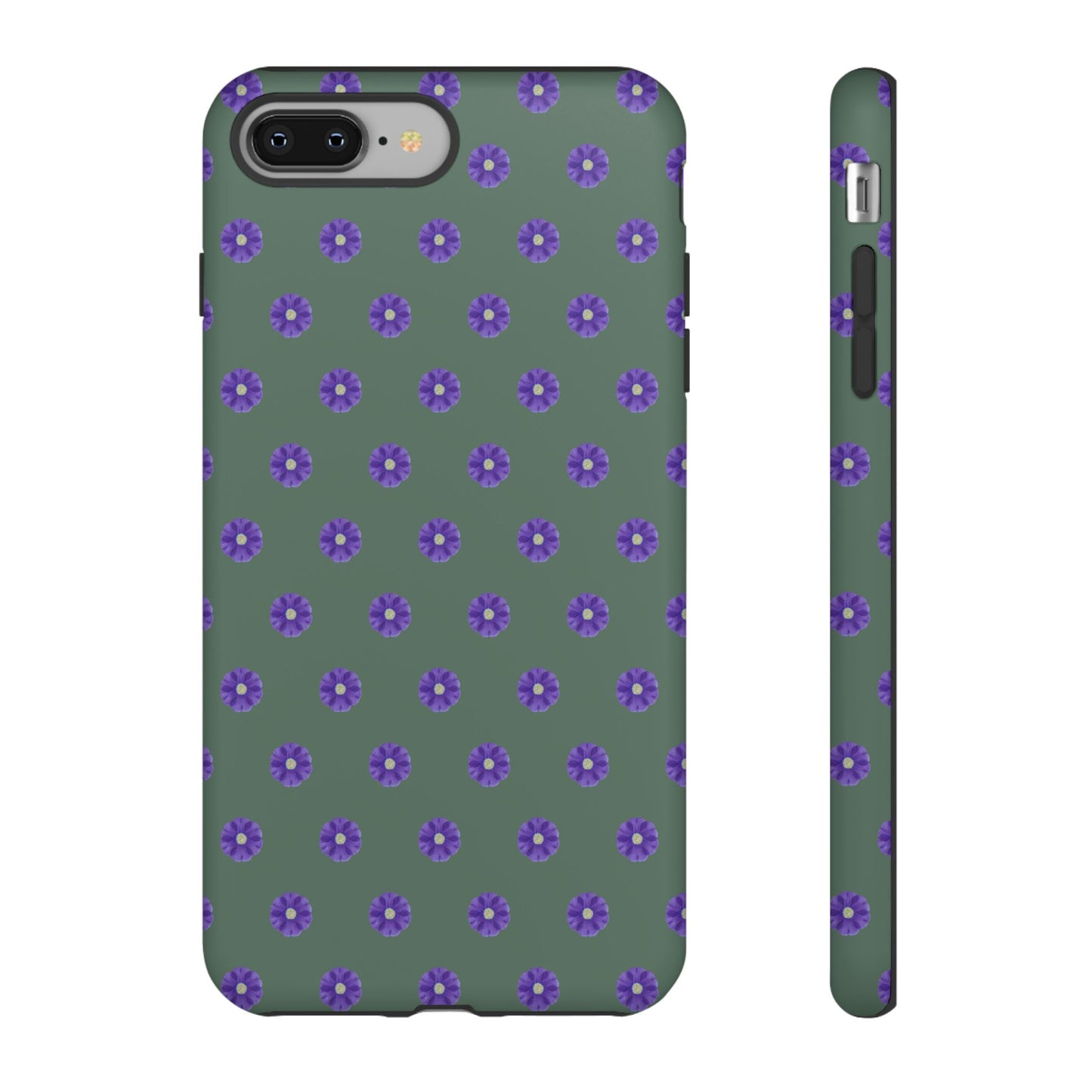 Coque Téléphone Samsung, iPhone & Google Pixel Renforcée Mate – Design Floral Epuré Fleurs de Primevère sur Fond Vert Minéral | Protection Antichoc | Idée Cadeau Femme