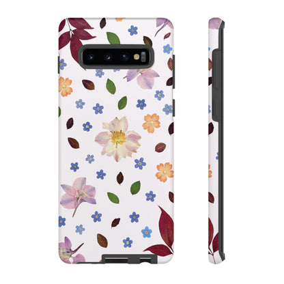Coque Téléphone Samsung, iPhone & Google Pixel Renforcée Mate – Design Floral Féminin sur Fond Blanc Perlé | Protection Antichoc | Idée Cadeau Anniverssaire