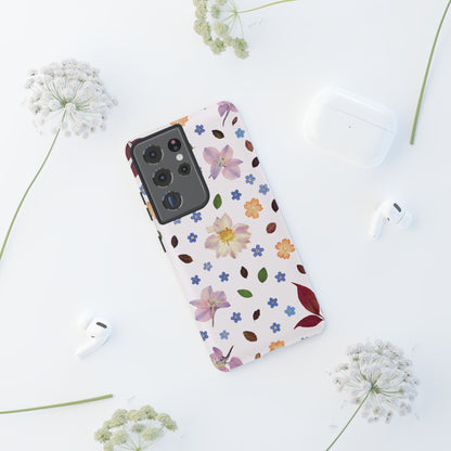 Coque Téléphone Samsung, iPhone & Google Pixel Renforcée Mate – Design Floral Féminin sur Fond Blanc Perlé | Protection Antichoc | Idée Cadeau Anniverssaire