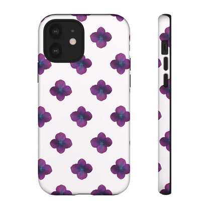 Coque Téléphone Samsung, iPhone & Google Pixel Renforcée Mate – Design Floral Epuré Fleurs de Hortensia sur Fond Blanc Perlé | Protection Antichoc | Idée Cadeau Anniversaire
