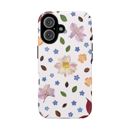 Coque Téléphone Samsung, iPhone & Google Pixel Renforcée Mate – Design Floral Féminin sur Fond Blanc Perlé | Protection Antichoc | Idée Cadeau Anniverssaire