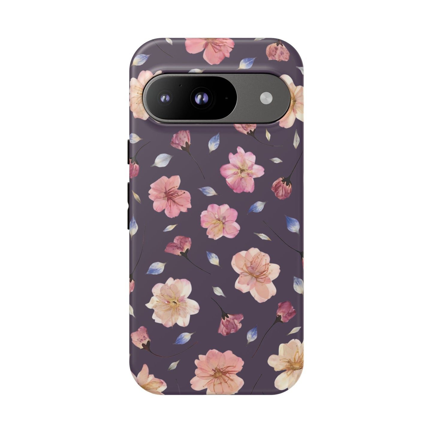 Coque Téléphone Samsung, iPhone & Google Pixel Renforcée Mate – Design Floral Fleurs de Cerisier sur Fond Couleur Prune | Protection Antichoc | Idée Cadeau Femme