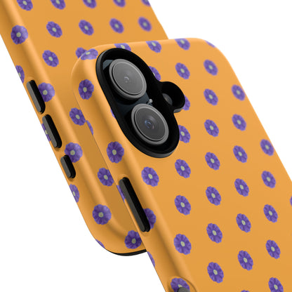 Coque Téléphone Samsung, iPhone & Google Pixel Renforcée Mate – Design Botanique Epuré Fleurs de Primevère sur Fond Ambre | Protection Antichoc | Idée Cadeau Femme