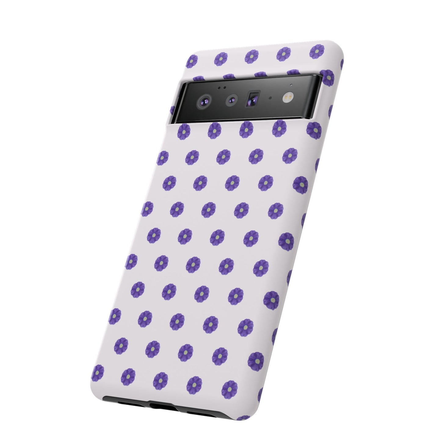 Coque Téléphone Samsung, iPhone & Google Pixel Renforcée Mate – Design Botanique Epuré Fleurs de Primevère sur Fond Blanc Perlé | Protection Antichoc | Idée Cadeau Femme