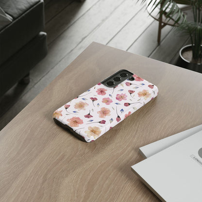 Coque Téléphone Samsung, iPhone & Google Pixel Renforcée Mate – Design Floral Fleurs de Cerisier sur Fond Blanc Poudré | Protection Antichoc | Idée Cadeau Femme