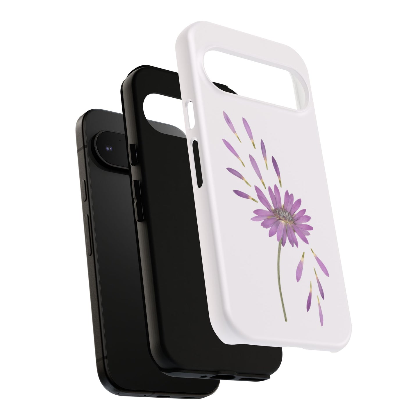 Coque Téléphone Samsung, iPhone & Google Pixel Renforcée Mate – Design Floral Epuré sur Fond Blanc Perlé | Protection Antichoc | Idée Cadeau Femme