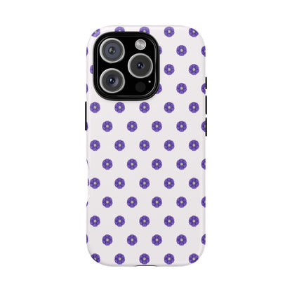 Coque Téléphone Samsung, iPhone & Google Pixel Renforcée Mate – Design Botanique Epuré Fleurs de Primevère sur Fond Blanc Perlé | Protection Antichoc | Idée Cadeau Femme