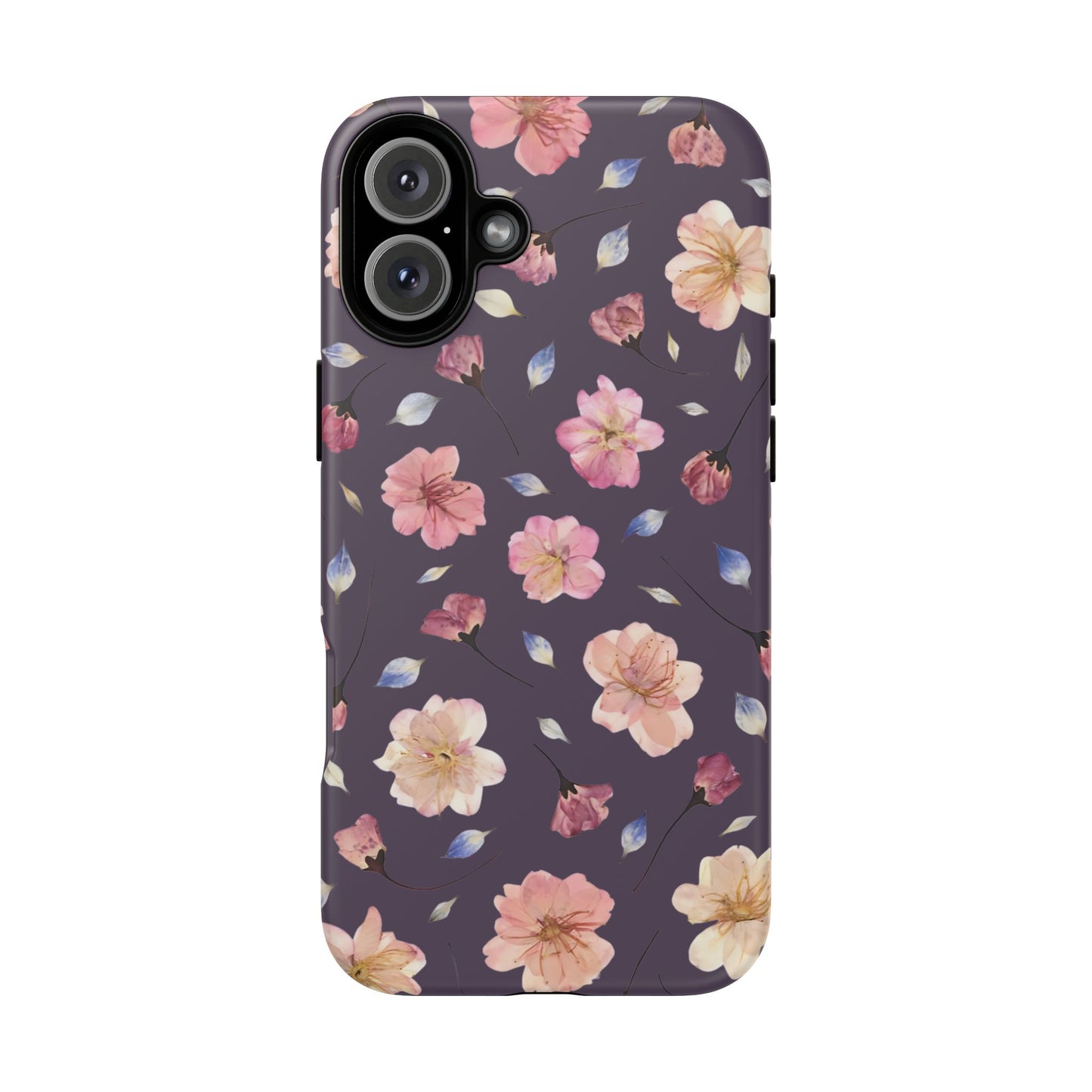 Coque Téléphone Samsung, iPhone & Google Pixel Renforcée Mate – Design Floral Fleurs de Cerisier sur Fond Couleur Prune | Protection Antichoc | Idée Cadeau Femme