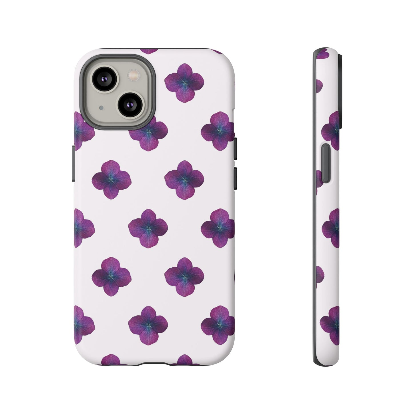 Coque Téléphone Samsung, iPhone & Google Pixel Renforcée Mate – Design Floral Epuré Fleurs de Hortensia sur Fond Blanc Perlé | Protection Antichoc | Idée Cadeau Anniversaire