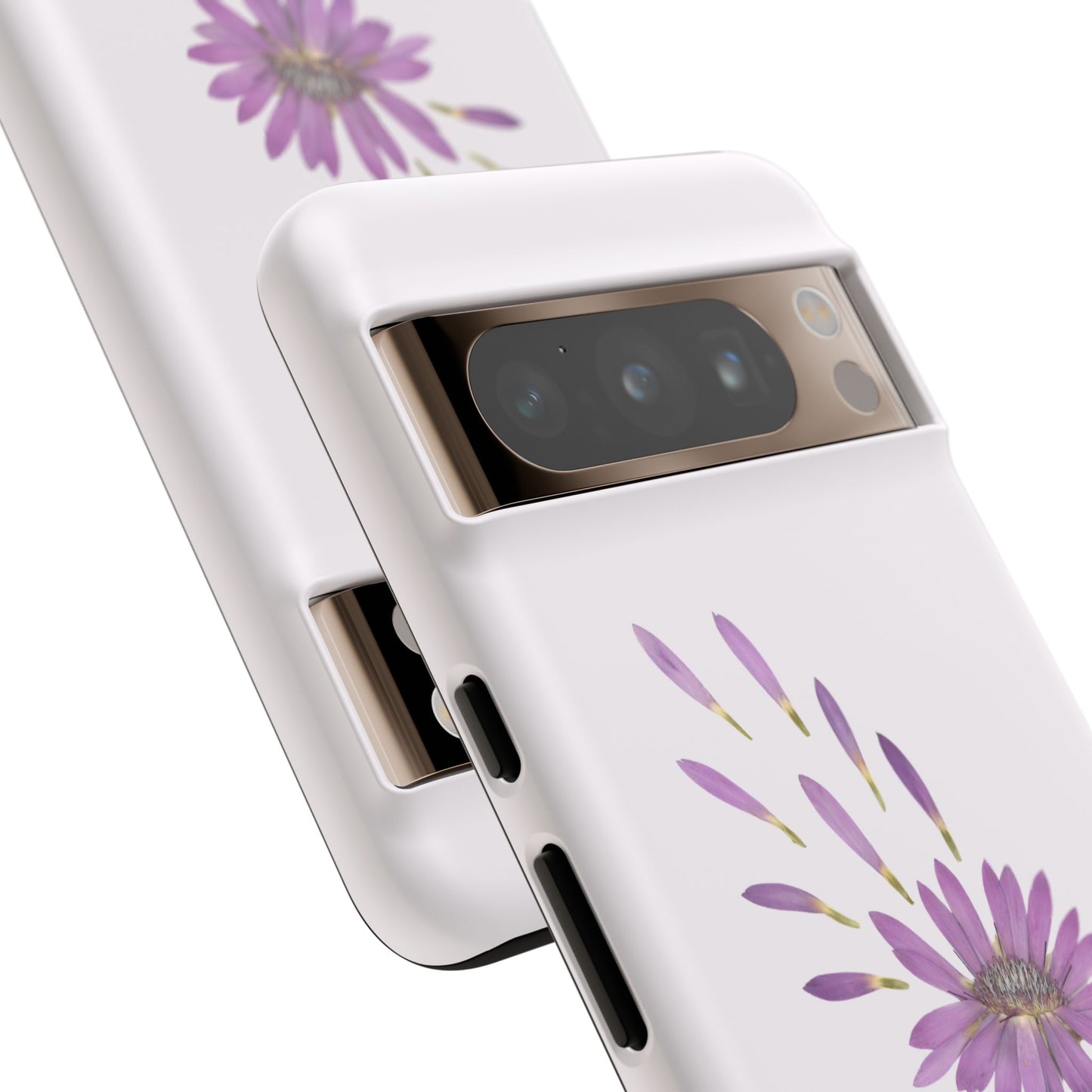 Coque Téléphone Samsung, iPhone & Google Pixel Renforcée Mate – Design Floral Epuré sur Fond Blanc Perlé | Protection Antichoc | Idée Cadeau Femme