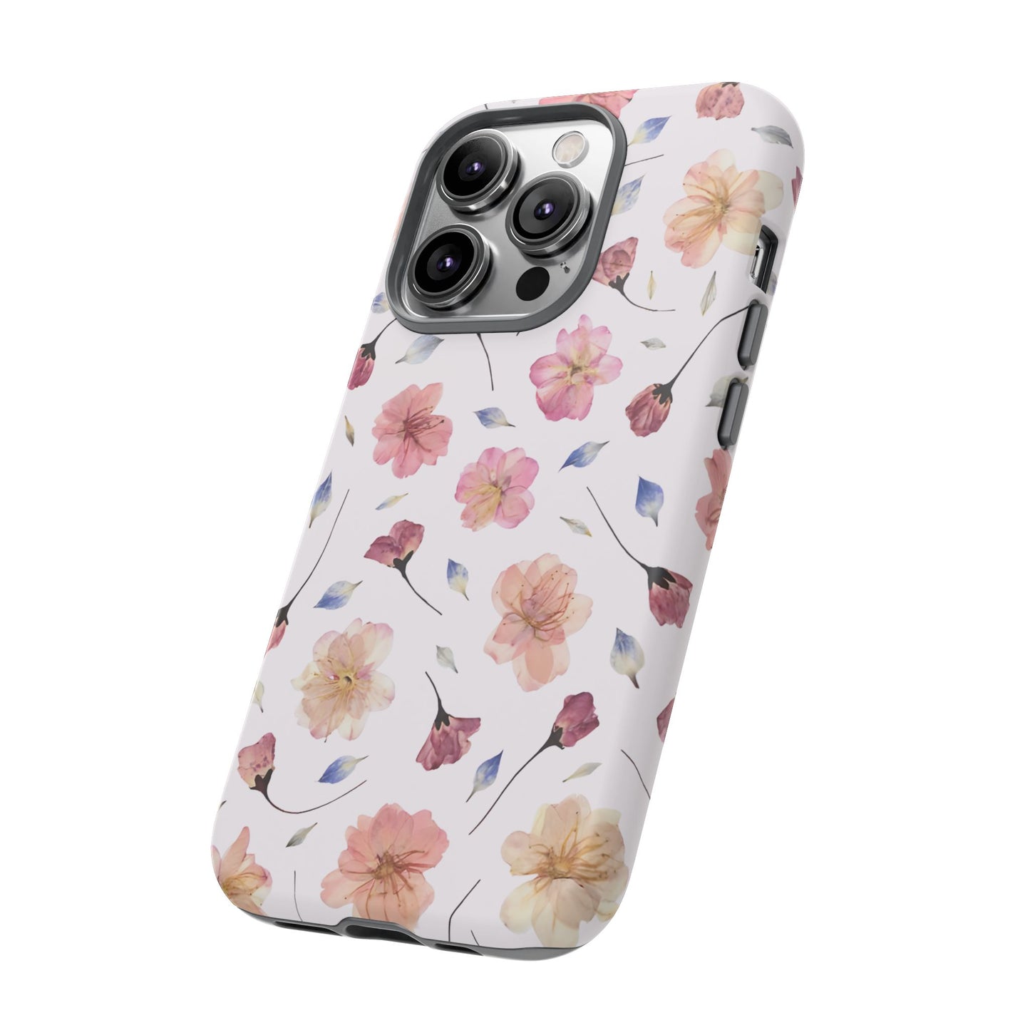 Coque Téléphone Samsung, iPhone & Google Pixel Renforcée Mate – Design Floral Fleurs de Cerisier sur Fond Blanc Poudré | Protection Antichoc | Idée Cadeau Femme