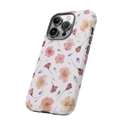 Coque Téléphone Samsung, iPhone & Google Pixel Renforcée Mate – Design Floral Fleurs de Cerisier sur Fond Blanc Poudré | Protection Antichoc | Idée Cadeau Femme