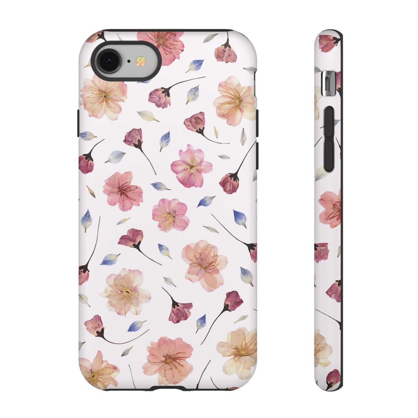 Coque Téléphone Samsung, iPhone & Google Pixel Renforcée Mate – Design Floral Fleurs de Cerisier sur Fond Blanc Poudré | Protection Antichoc | Idée Cadeau Femme