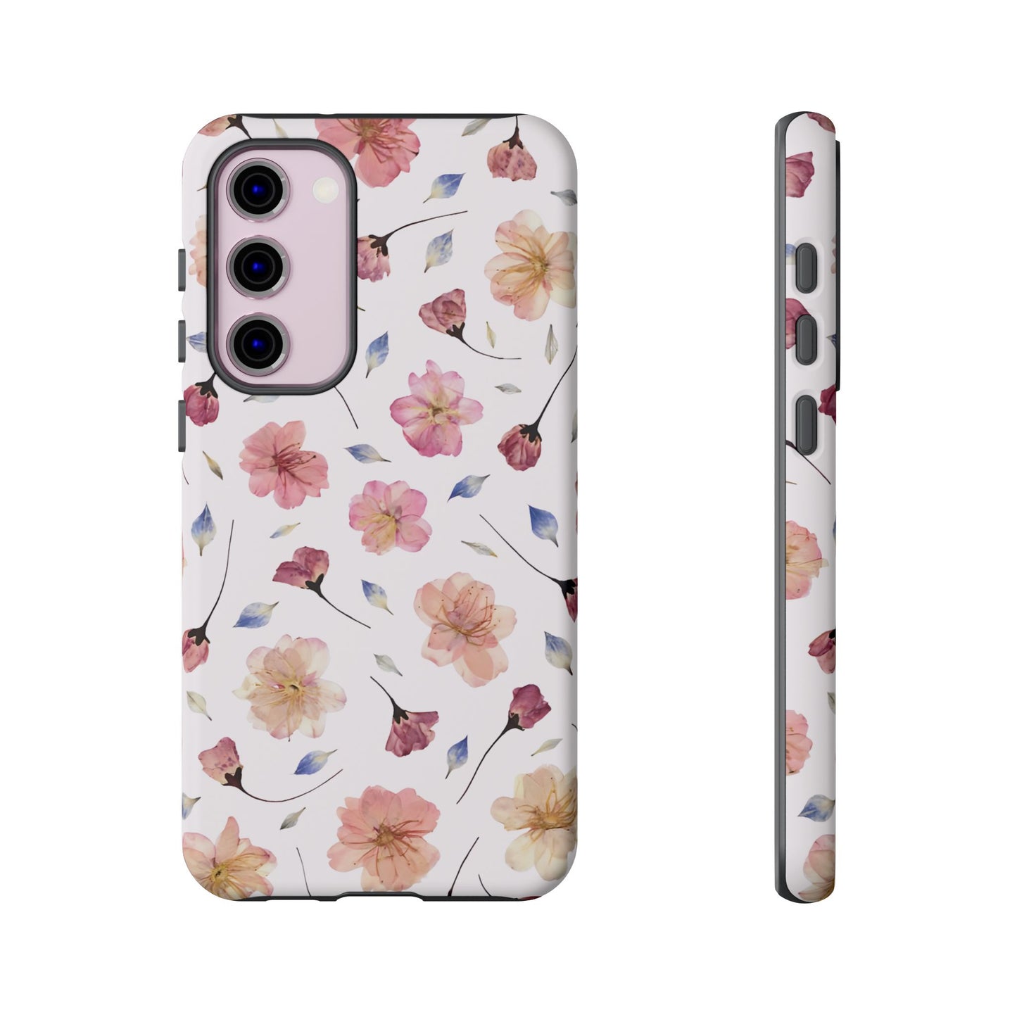 Coque Téléphone Samsung, iPhone & Google Pixel Renforcée Mate – Design Floral Fleurs de Cerisier sur Fond Blanc Poudré | Protection Antichoc | Idée Cadeau Femme