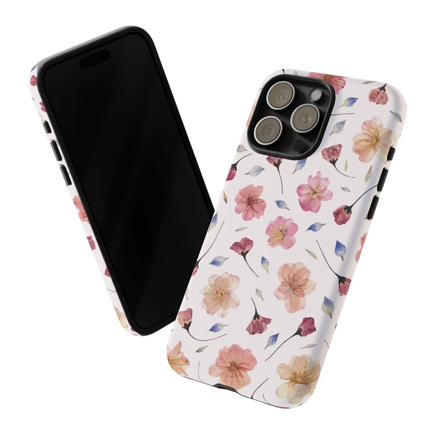 Coque Téléphone Samsung, iPhone & Google Pixel Renforcée Mate – Design Floral Fleurs de Cerisier sur Fond Blanc Poudré | Protection Antichoc | Idée Cadeau Femme