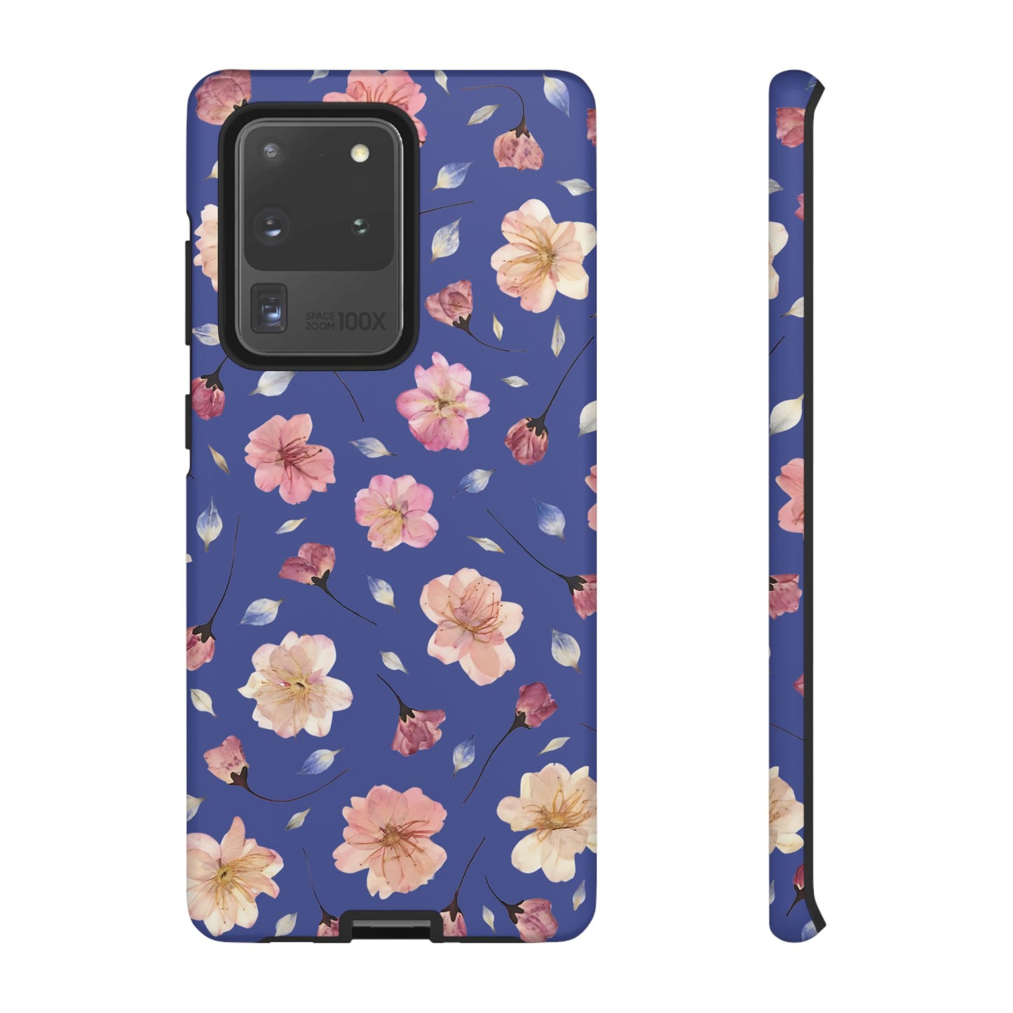 Coque Téléphone Samsung, iPhone & Google Pixel Renforcée Mate – Design Floral Fleurs de Cerisier sur Fond Bleu Encre | Protection Antichoc | Idée Cadeau Pour Elle