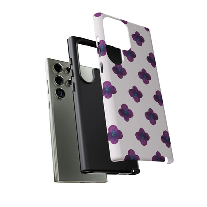 Coque Téléphone Samsung, iPhone & Google Pixel Renforcée Mate – Design Floral Epuré Fleurs de Hortensia sur Fond Blanc Perlé | Protection Antichoc | Idée Cadeau Anniversaire
