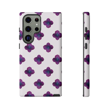 Coque Téléphone Samsung, iPhone & Google Pixel Renforcée Mate – Design Floral Epuré Fleurs de Hortensia sur Fond Blanc Perlé | Protection Antichoc | Idée Cadeau Anniversaire