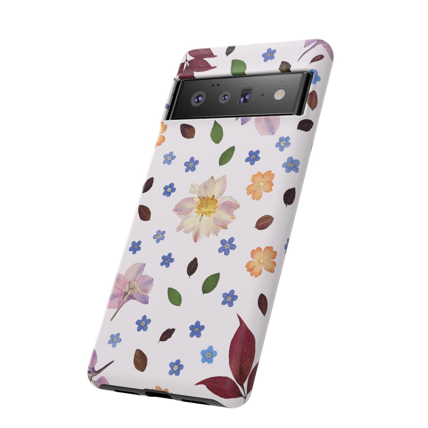 Coque Téléphone Samsung, iPhone & Google Pixel Renforcée Mate – Design Floral Féminin sur Fond Blanc Perlé | Protection Antichoc | Idée Cadeau Anniverssaire