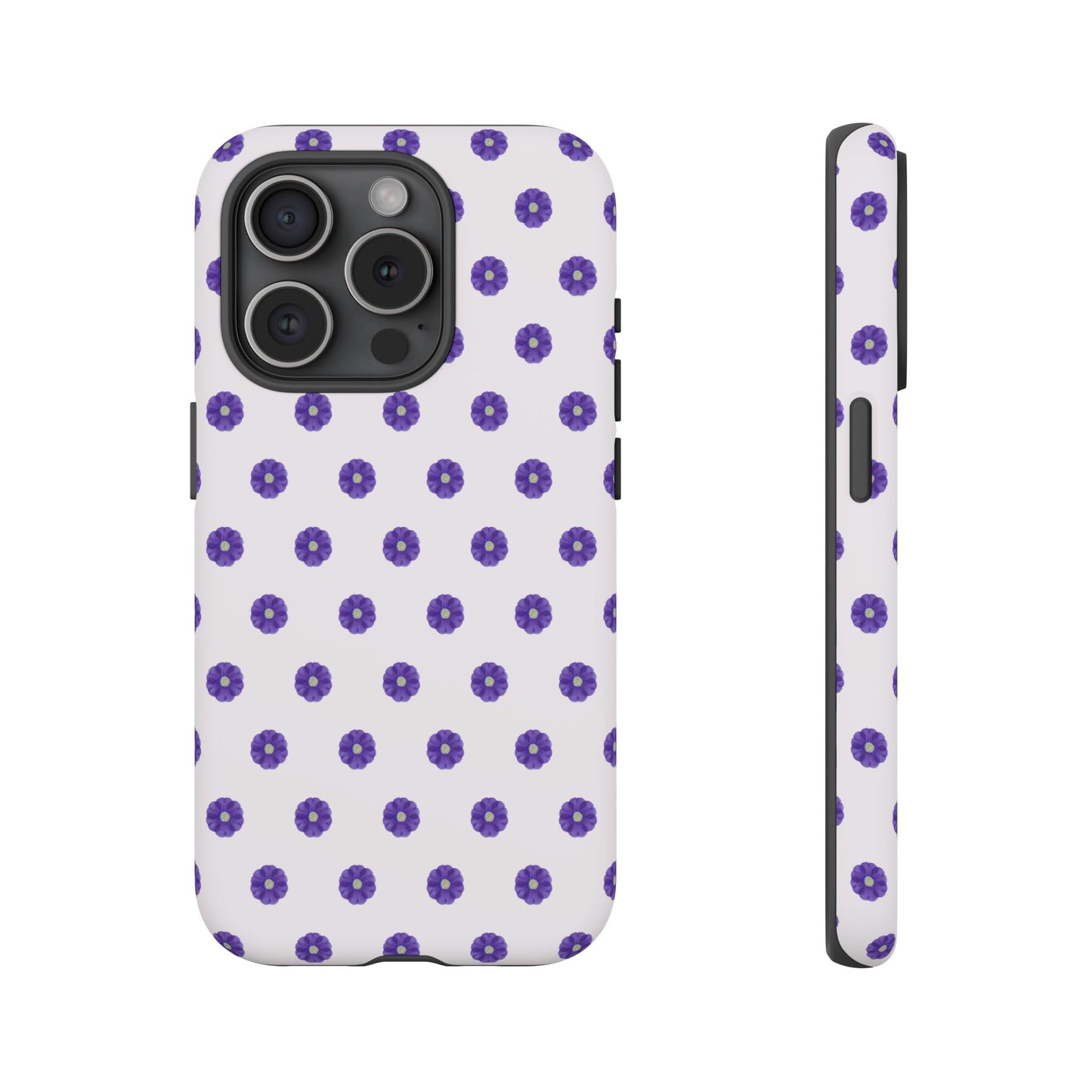 Coque Téléphone Samsung, iPhone & Google Pixel Renforcée Mate – Design Botanique Epuré Fleurs de Primevère sur Fond Blanc Perlé | Protection Antichoc | Idée Cadeau Femme