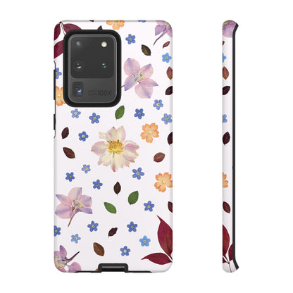 Coque Téléphone Samsung, iPhone & Google Pixel Renforcée Mate – Design Floral Féminin sur Fond Blanc Perlé | Protection Antichoc | Idée Cadeau Anniverssaire