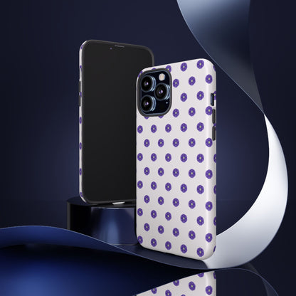 Coque Téléphone Samsung, iPhone & Google Pixel Renforcée Mate – Design Botanique Epuré Fleurs de Primevère sur Fond Blanc Perlé | Protection Antichoc | Idée Cadeau Femme