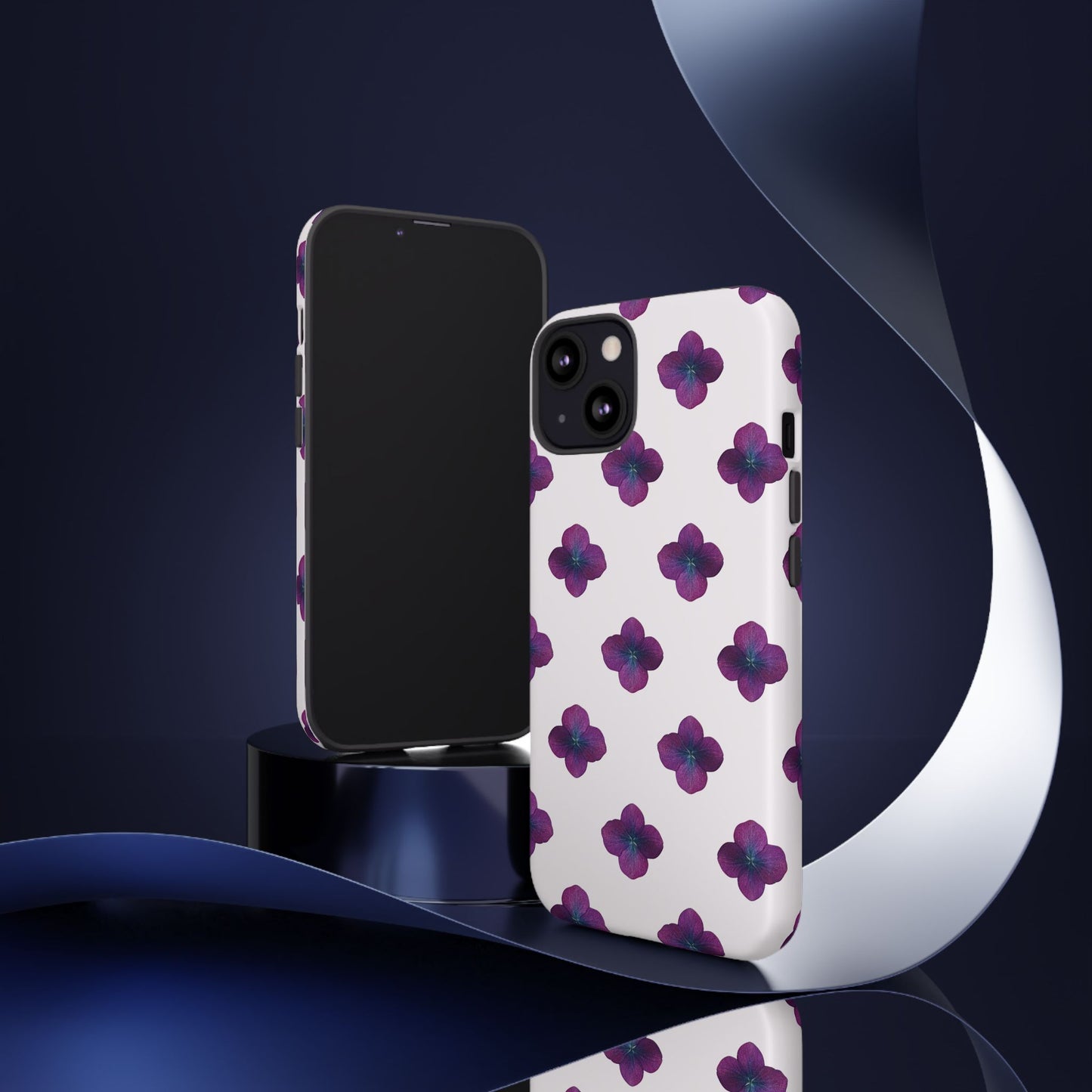 Coque Téléphone Samsung, iPhone & Google Pixel Renforcée Mate – Design Floral Epuré Fleurs de Hortensia sur Fond Blanc Perlé | Protection Antichoc | Idée Cadeau Anniversaire