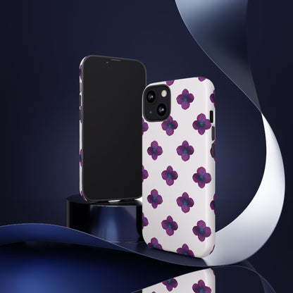 Coque Téléphone Samsung, iPhone & Google Pixel Renforcée Mate – Design Floral Epuré Fleurs de Hortensia sur Fond Blanc Perlé | Protection Antichoc | Idée Cadeau Anniversaire