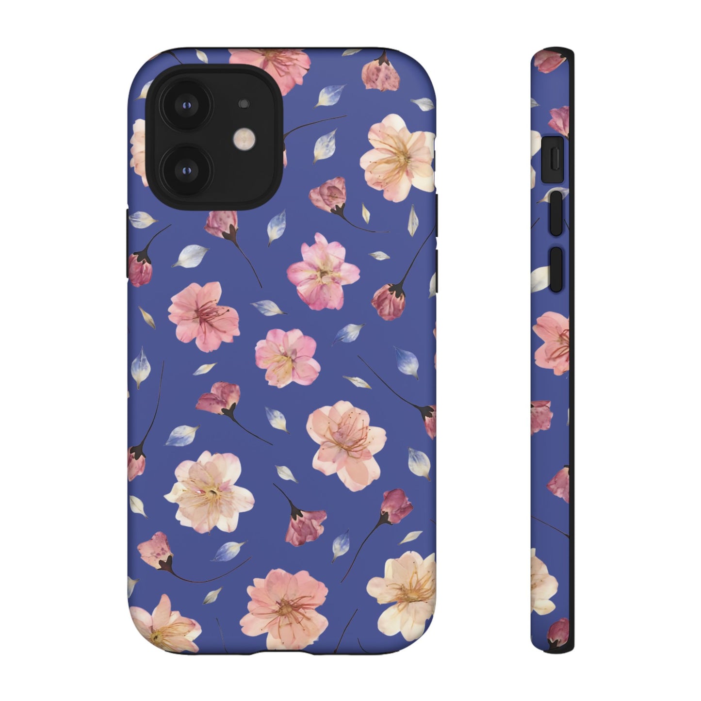 Coque Téléphone Samsung, iPhone & Google Pixel Renforcée Mate – Design Floral Fleurs de Cerisier sur Fond Bleu Encre | Protection Antichoc | Idée Cadeau Pour Elle