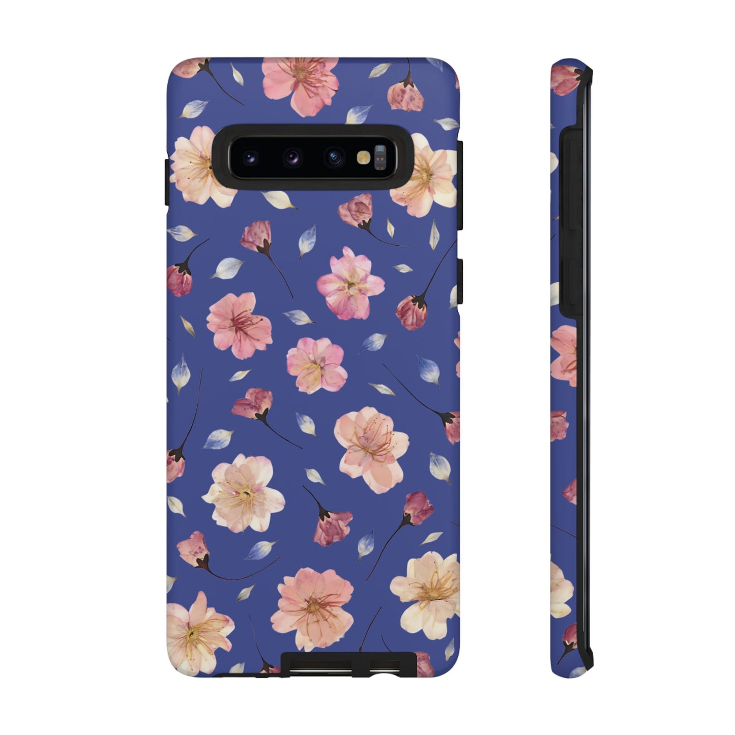 Coque Téléphone Samsung, iPhone & Google Pixel Renforcée Mate – Design Floral Fleurs de Cerisier sur Fond Bleu Encre | Protection Antichoc | Idée Cadeau Pour Elle