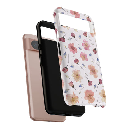 Coque Téléphone Samsung, iPhone & Google Pixel Renforcée Mate – Design Floral Fleurs de Cerisier sur Fond Blanc Poudré | Protection Antichoc | Idée Cadeau Femme
