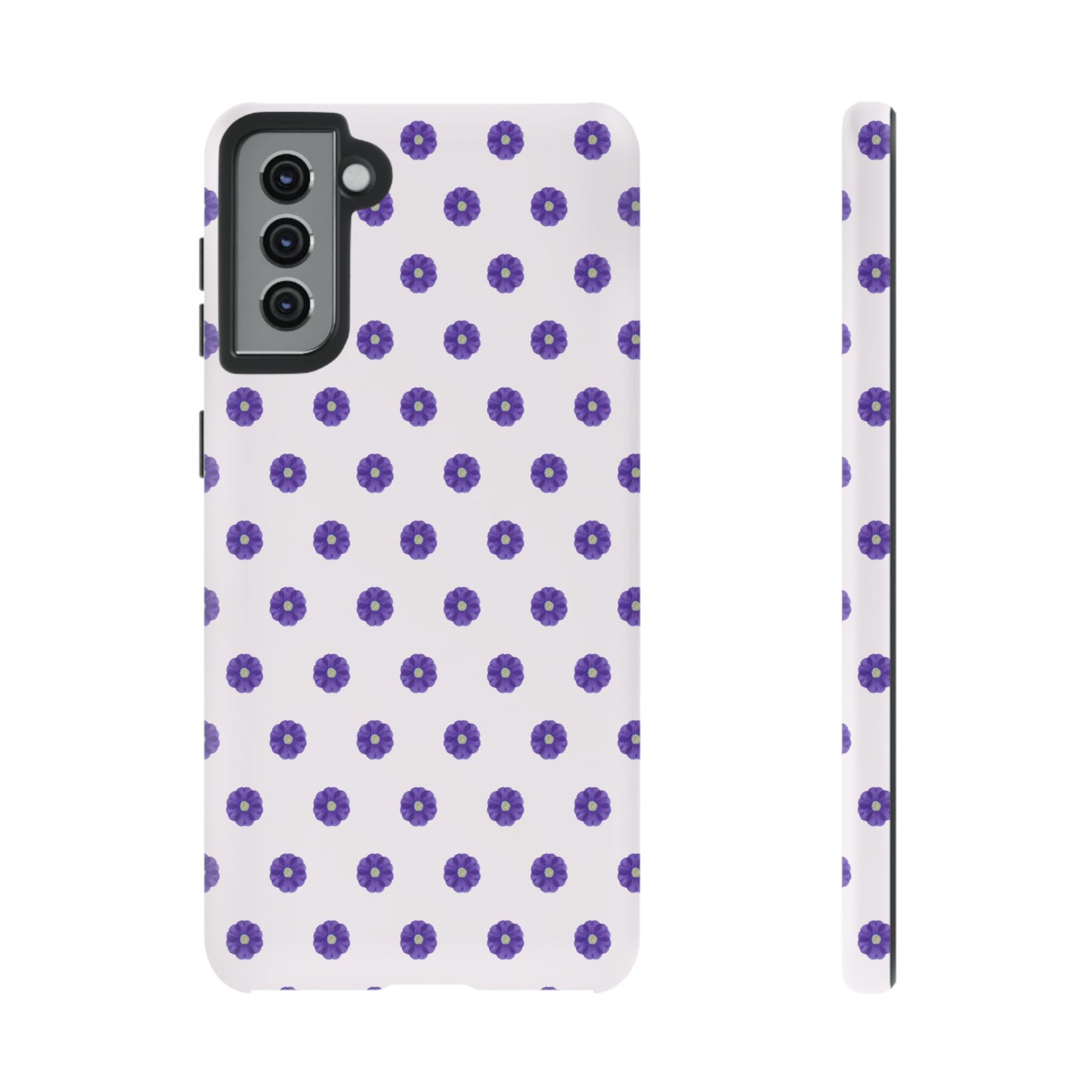 Coque Téléphone Samsung, iPhone & Google Pixel Renforcée Mate – Design Botanique Epuré Fleurs de Primevère sur Fond Blanc Perlé | Protection Antichoc | Idée Cadeau Femme