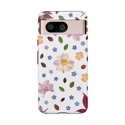 Coque Téléphone Samsung, iPhone & Google Pixel Renforcée Mate – Design Floral Féminin sur Fond Blanc Perlé | Protection Antichoc | Idée Cadeau Anniverssaire